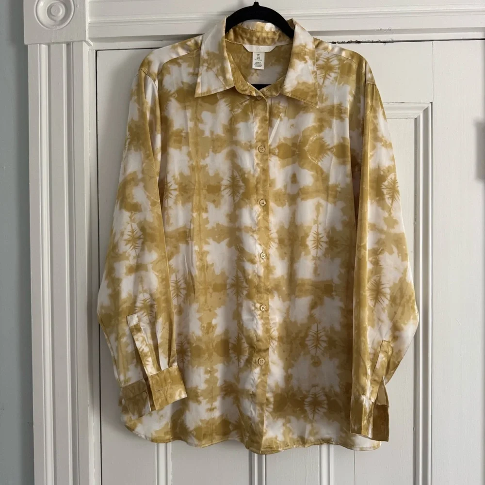 Tie-Dye Satin Button-Up Shirt - Picture 1 of 4